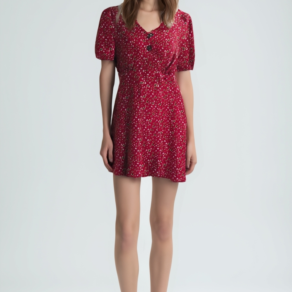 Elegant Red Floral Dress